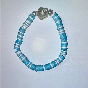Blue and White Beaded Bracelet